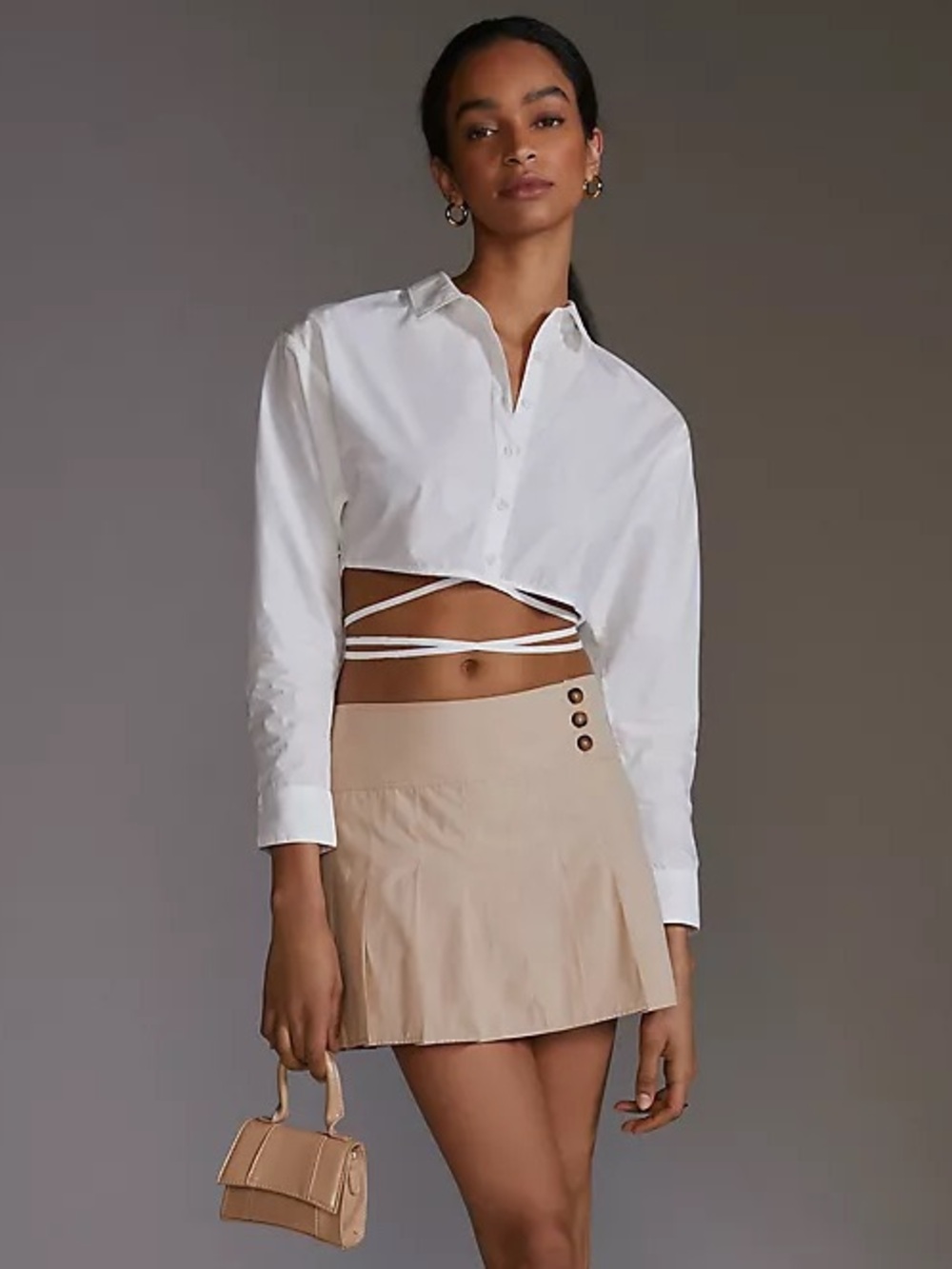 NWT Anthropologie Pleated Mini Skirt (Khaki)